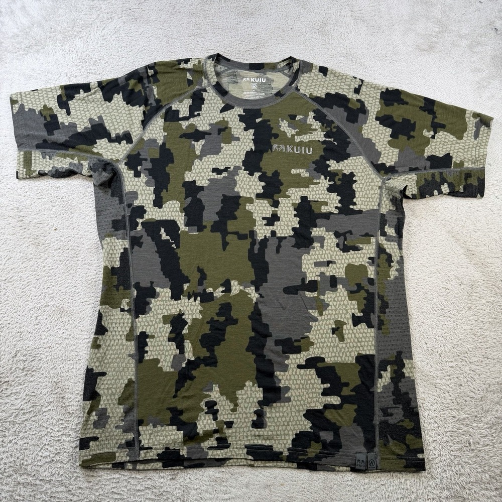 Kuiu T-Shirt Mens XL Verde Camo Nuyarn Merino Wool Short Sleeve Hunting Outdoor